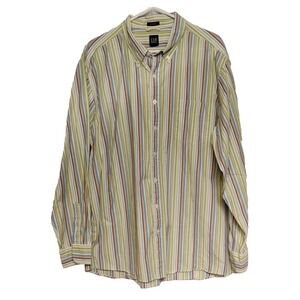 Gap Classic Men's 2XL XXL Striped Button Up Dress Shirt Long Sleeve